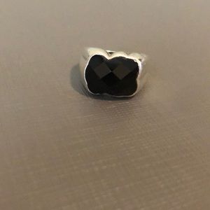 Silver TOUS ring with black Onyx bear